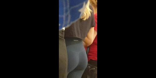 Hot girl with sexy ass and leggings shopping at the mall