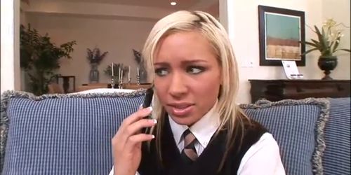 Teen blonde get cum on face