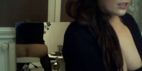 Brunette girl shows her tits and ass in the mirror