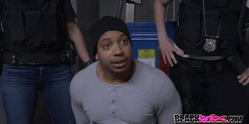 Newbie cop is taught how to make justice with criminals and their cocks