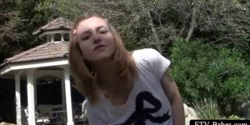 Hot masturbation outdoor scene with innocent teen - video 2