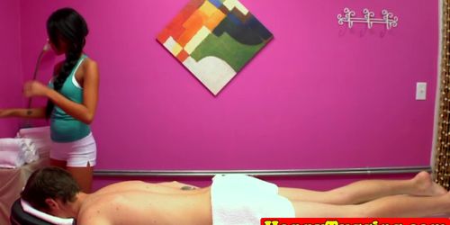 HAPPY TUGS - Asian masseuse jerks and slides on client