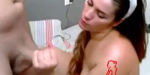 Bored teen gives a handjob