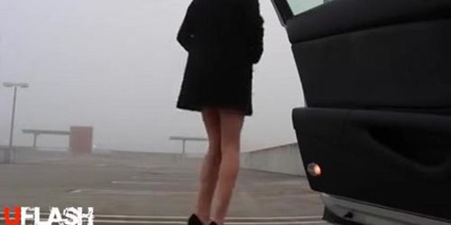 Big Tit Asian Flashing in Parking Lot
