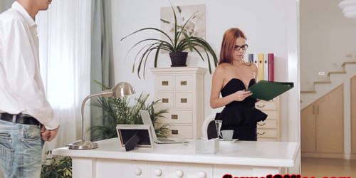 BABES NETWORK - Redhead officebabe Susana Melo fucked closeup