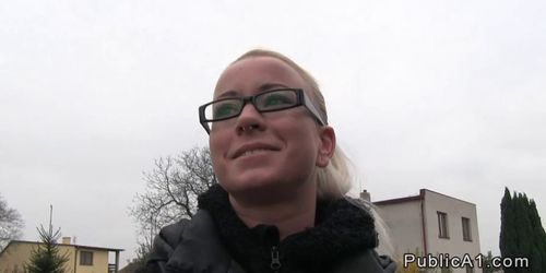 Czech amateur blonde banged in public