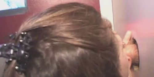 Brunette Gloryhole Slut Finishing Up Sucking Off Stranger