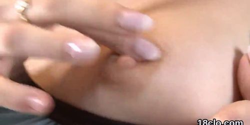 Ideal teen is gaping slim snatch in closeup and coming