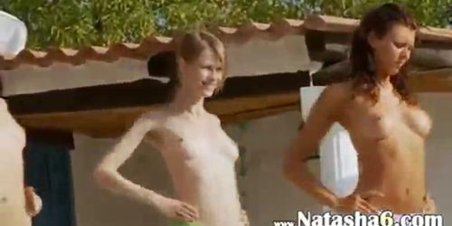 Six naked girls by the pool from poland - video 1