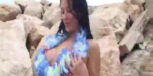 Busty Adrianne Black Beach Fun teen amateur teen cumshots swallow dp anal