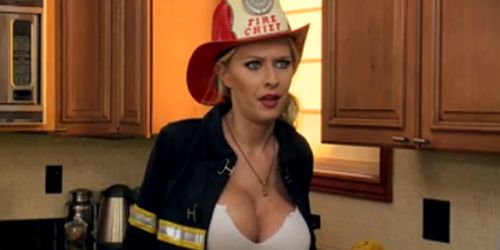 Horny Big tit Blonde firefighter is fucked rough in her wet pussy