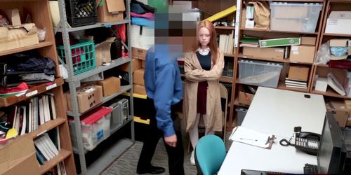 Skinny redhead shoplifter chick punish fucked hard