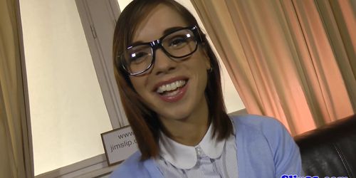 Glamcore teen riding oldmans dick in POV