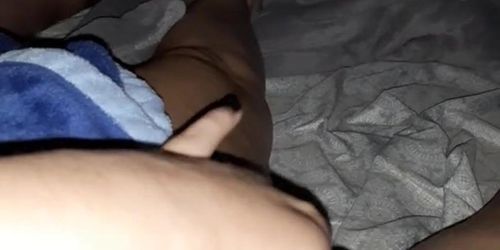 Girl rubs clit to orgasm next to sleeping bf 