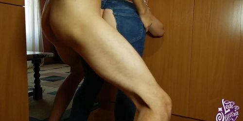 Fucked stepsis through ripped jeans