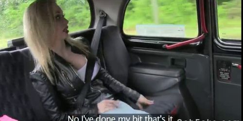 Big tits blonde fucked in shaven pussy in fake taxi