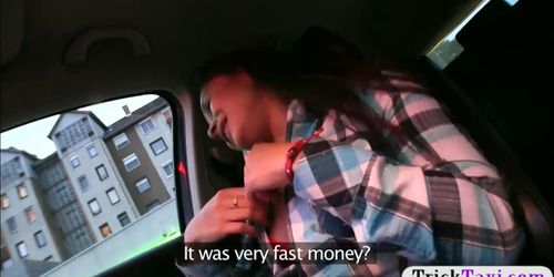 Horny driver screws his sexy passenger for a free cab fare