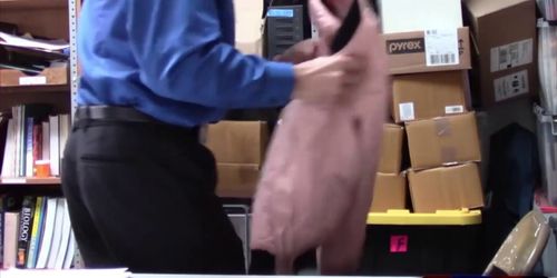 Cute redhead shoplifter gets fucked in the back room