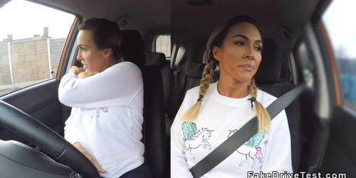 Huge tits Milf in fake driving school