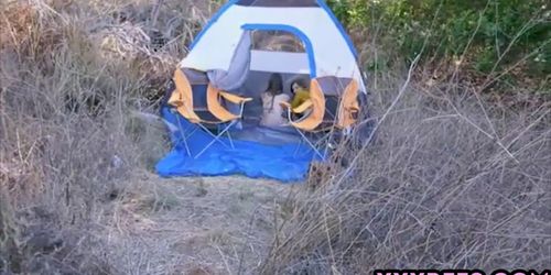 Hiking with three teenie cuties leads to outdoor sex