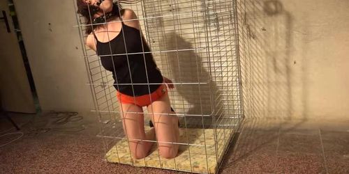 Bondaries - Bound ballgagged and caged (Antonia Sainz)