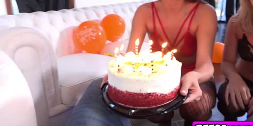 College babes surprise birthday foursome fuck