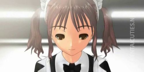 Horny 3D anime maid sucking dick