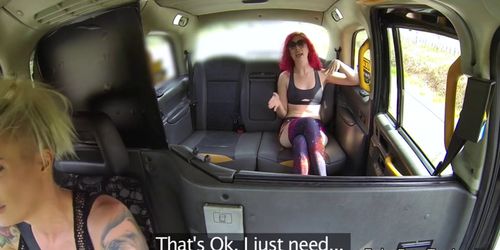 Blonde female taxi driver lesbian