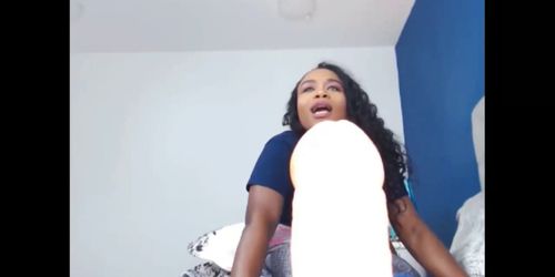 Sexy ebony girl dildo riding