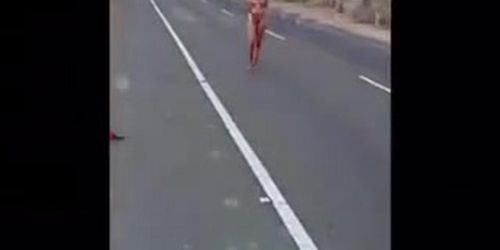 desi lady walking nude on busy road