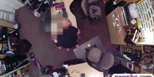 Tight blonde drilled by pawn dude in the back office