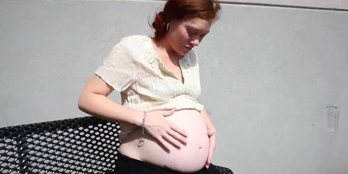 Redhead Pregnant Belly Play