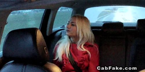 Shaved pussy Euro blonde in fake taxi