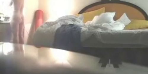 Spying 47 years old Ada oiling her body