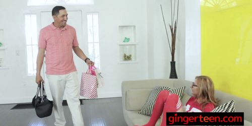 Ginger teen gets the wrong present from horny stepdad