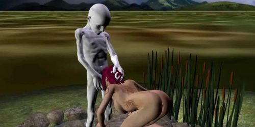 3D redhead fucked by an alien part - video 2