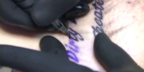 Nasty amateur hot slut gets a tattoo