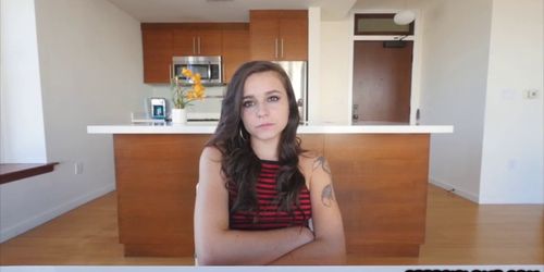 Tiny teen Kharlie Stone blow and bone her stepbro on a dare