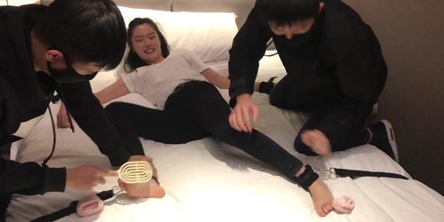 2 men tickle torture a girl