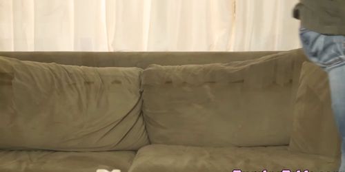 Teen cfnm lover in corset makes dude cum