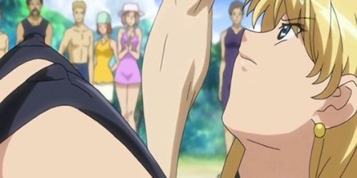 Swimsuit anime bigboobs gangbang in the beach