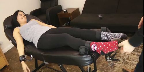 Monica Tickled Face Up & Face Down - M/F, Tickling and Yoga Pants!