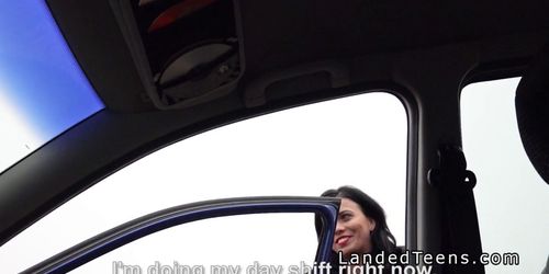 Sexy teen fucks stranger in his car