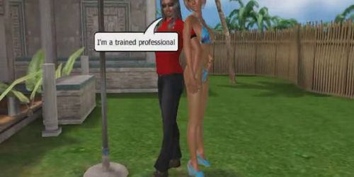 3D animation sex poolside