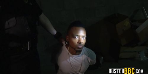 Crime suspect gets busted in a dark and hidden place just to get his BBC sucked and rode hard