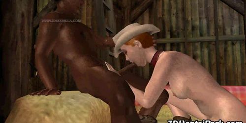 Foxy 3D cartoon cowgirl gets fucked by an ebony stud