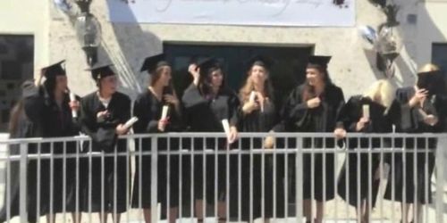 Hot Ex Girlfriend Sucking Dick Outdoors At College Graduation