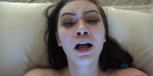 ATK Girlfriends - Lenna Lux oils up her giant boobs for you (POV Style)