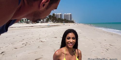Dude picks up huge tits Latina at beach (Shay Evans)