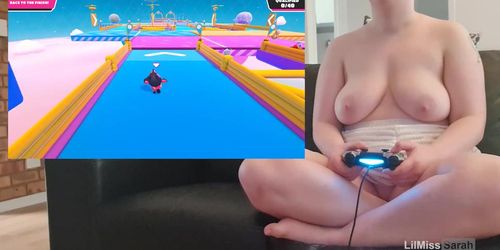 Fall Guys Let's Play! But I'm A Nude Gamer Girl and You Cum To Me Playing On The Couch